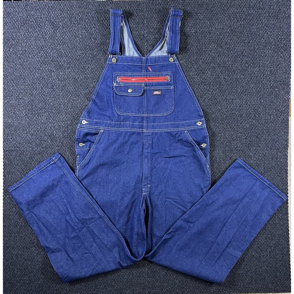 Dickies Denim Bib Overalls Men's Large Regular (41x31) Blue Workwear Carpenter